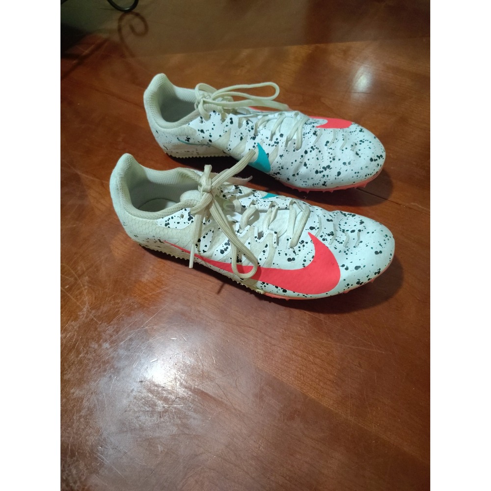 Nike Zoom Rival S 9 Track Field‎ Spikes White Black Splatter Crimson Teal Mens